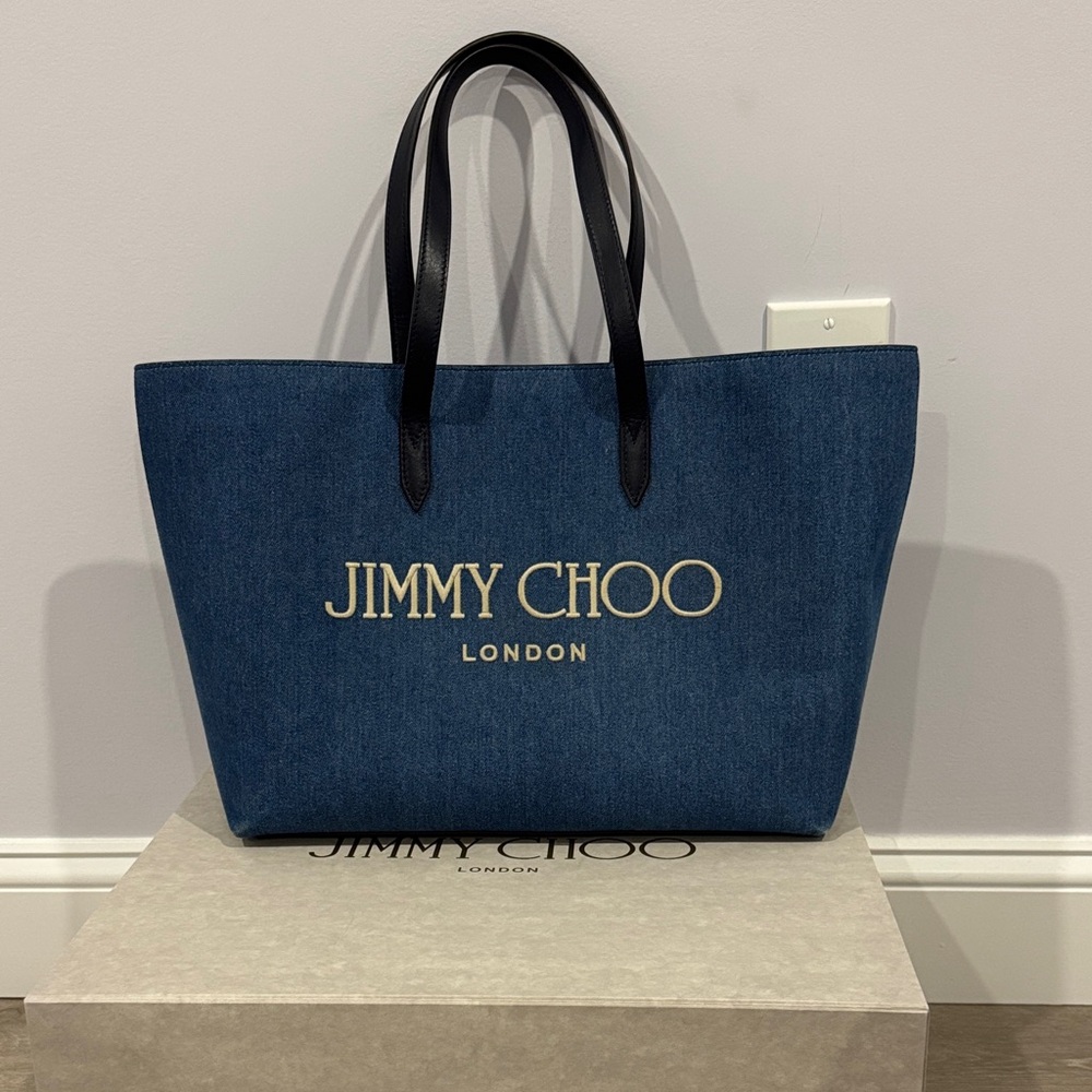 Jimmy Choo Denim Blue Tote with Black Handles
